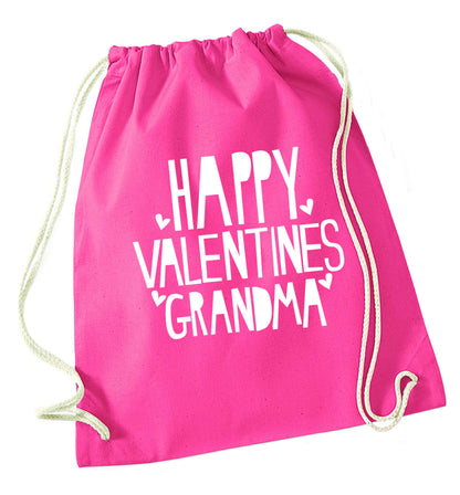 Happy valentines grandma pink drawstring bag