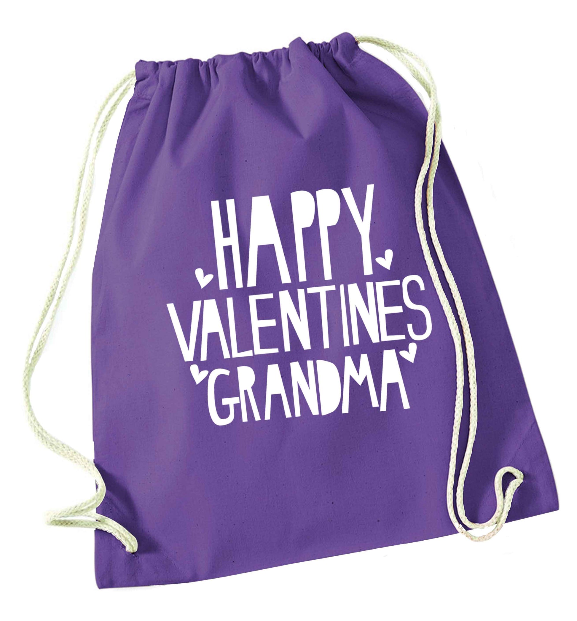 Happy valentines grandma purple drawstring bag