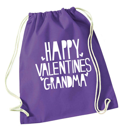 Happy valentines grandma purple drawstring bag