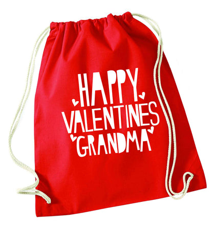 Happy valentines grandma red drawstring bag 