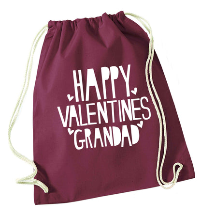Happy valentines grandad maroon drawstring bag
