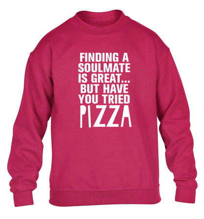 Finding a soulmate is great but have you tried pizza? children's pink sweater 12-13 Years
