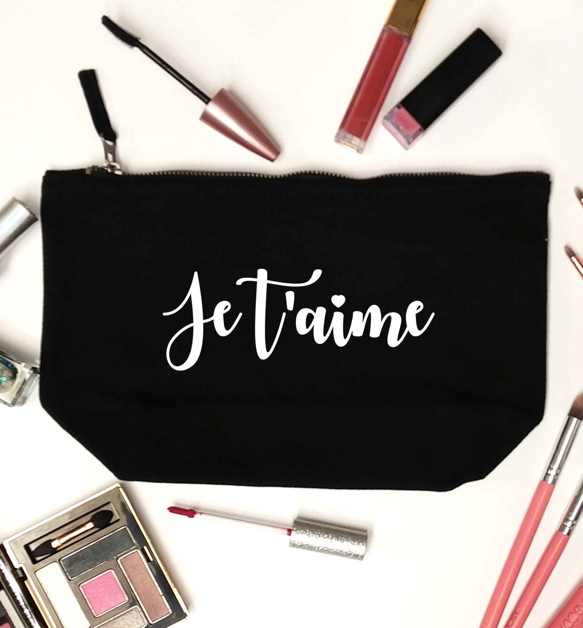 Je t'aime black makeup bag