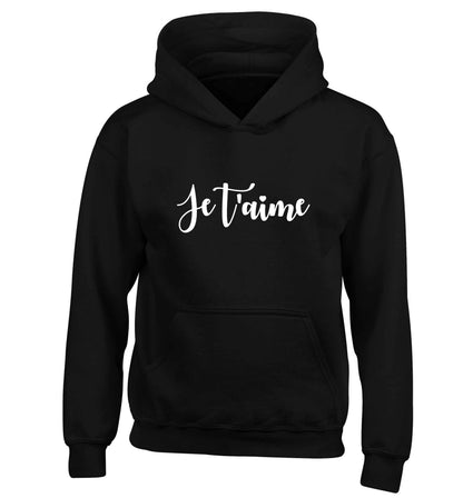 Je t'aime children's black hoodie 12-13 Years