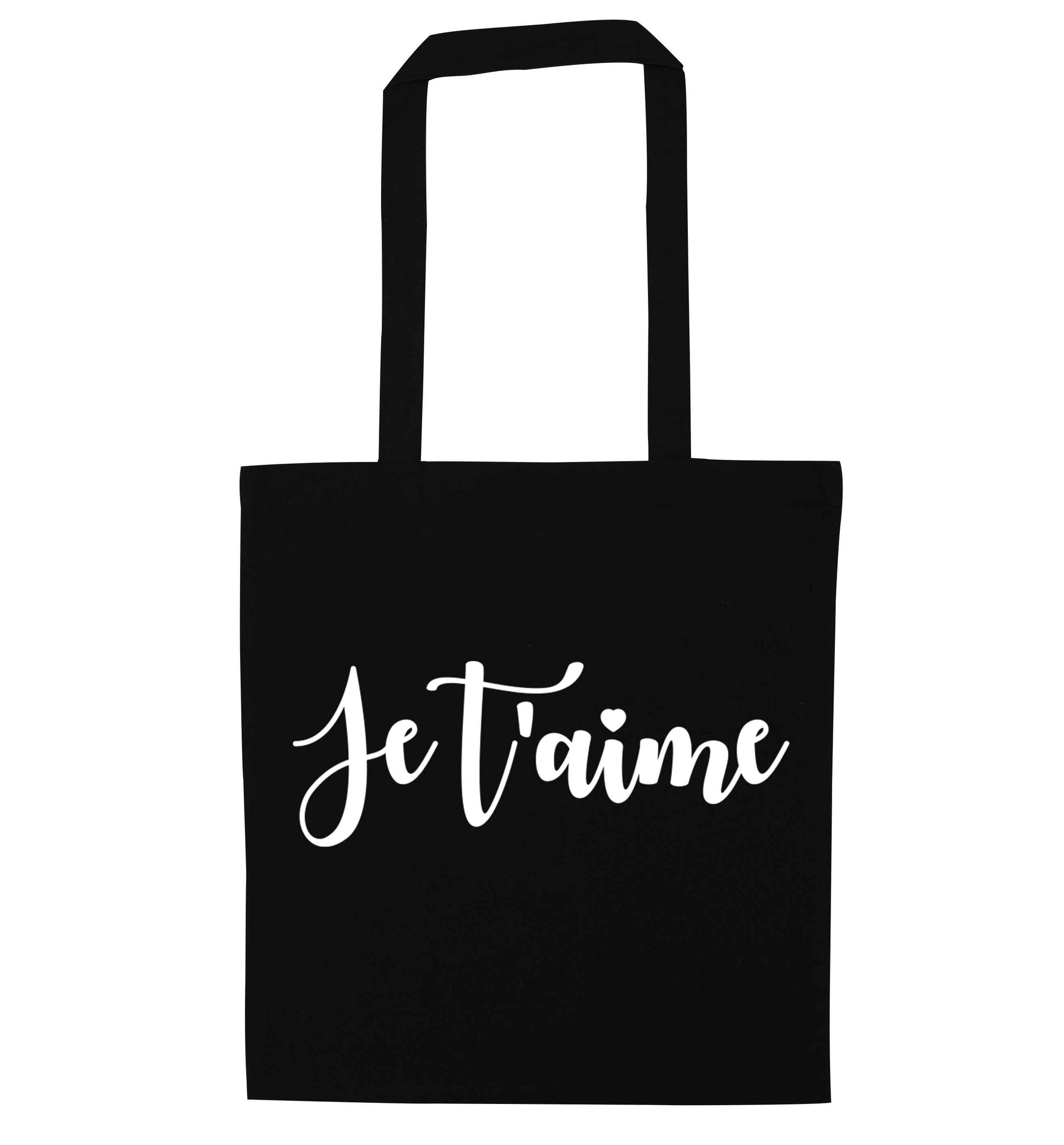 Je t'aime black tote bag
