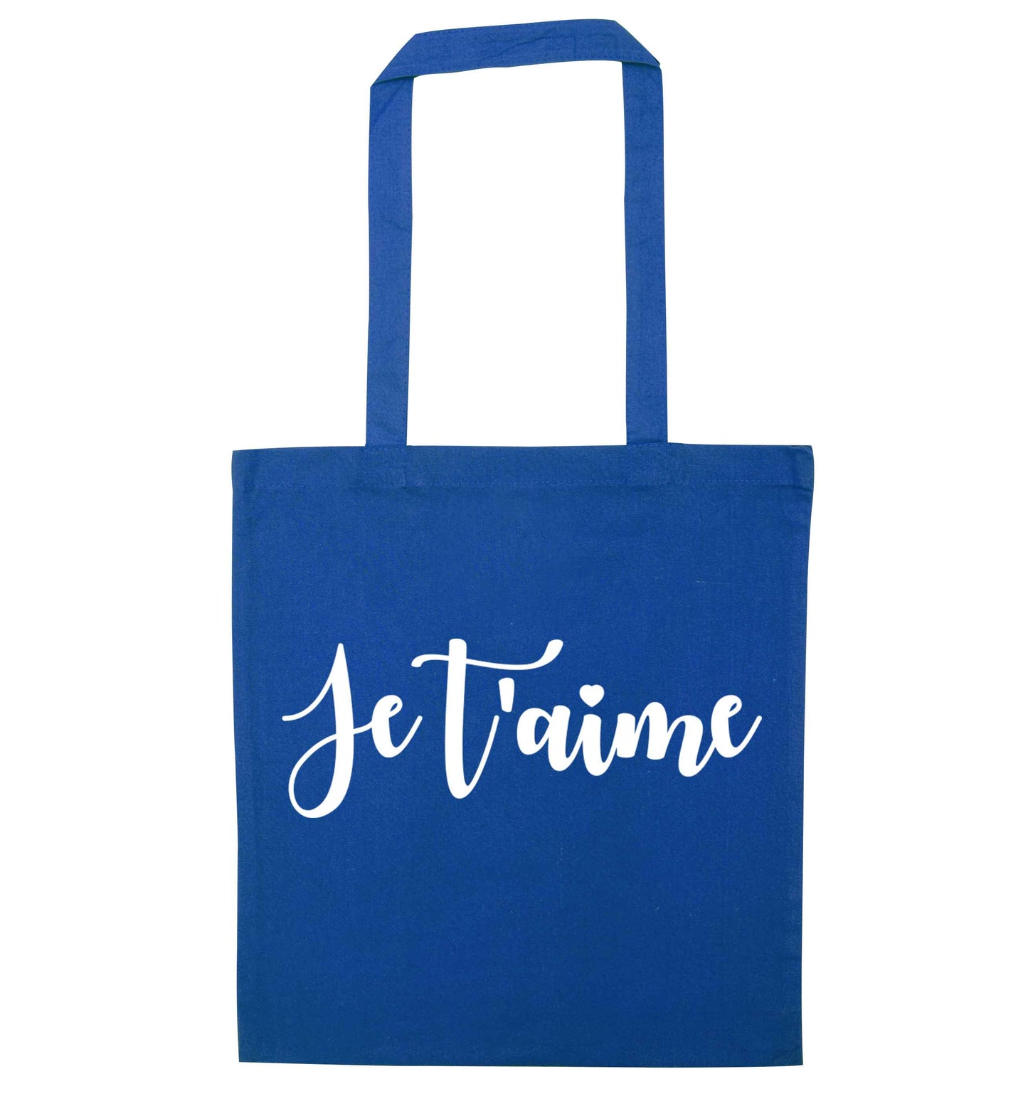 Je t'aime blue tote bag