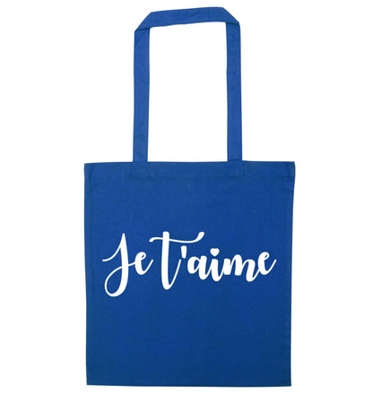 Je t'aime blue tote bag