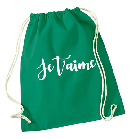 Je t'aime green drawstring bag