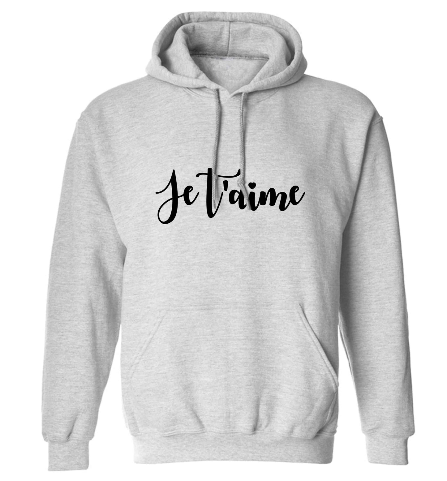 Je t'aime adults unisex grey hoodie 2XL