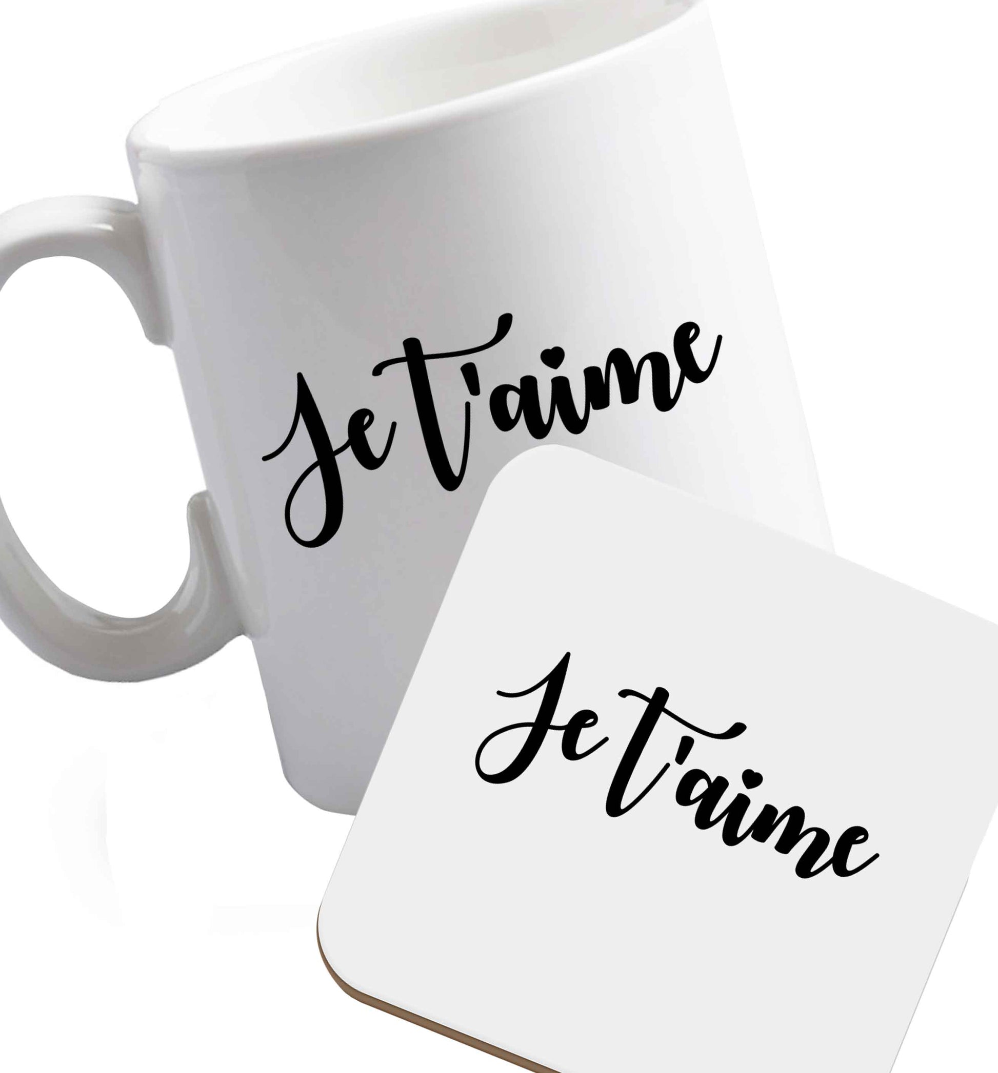 10 oz Favourite Type Pan Pancake ceramic mug and coaster set right handed