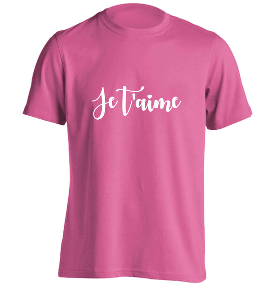 Je t'aime adults unisex pink Tshirt 2XL