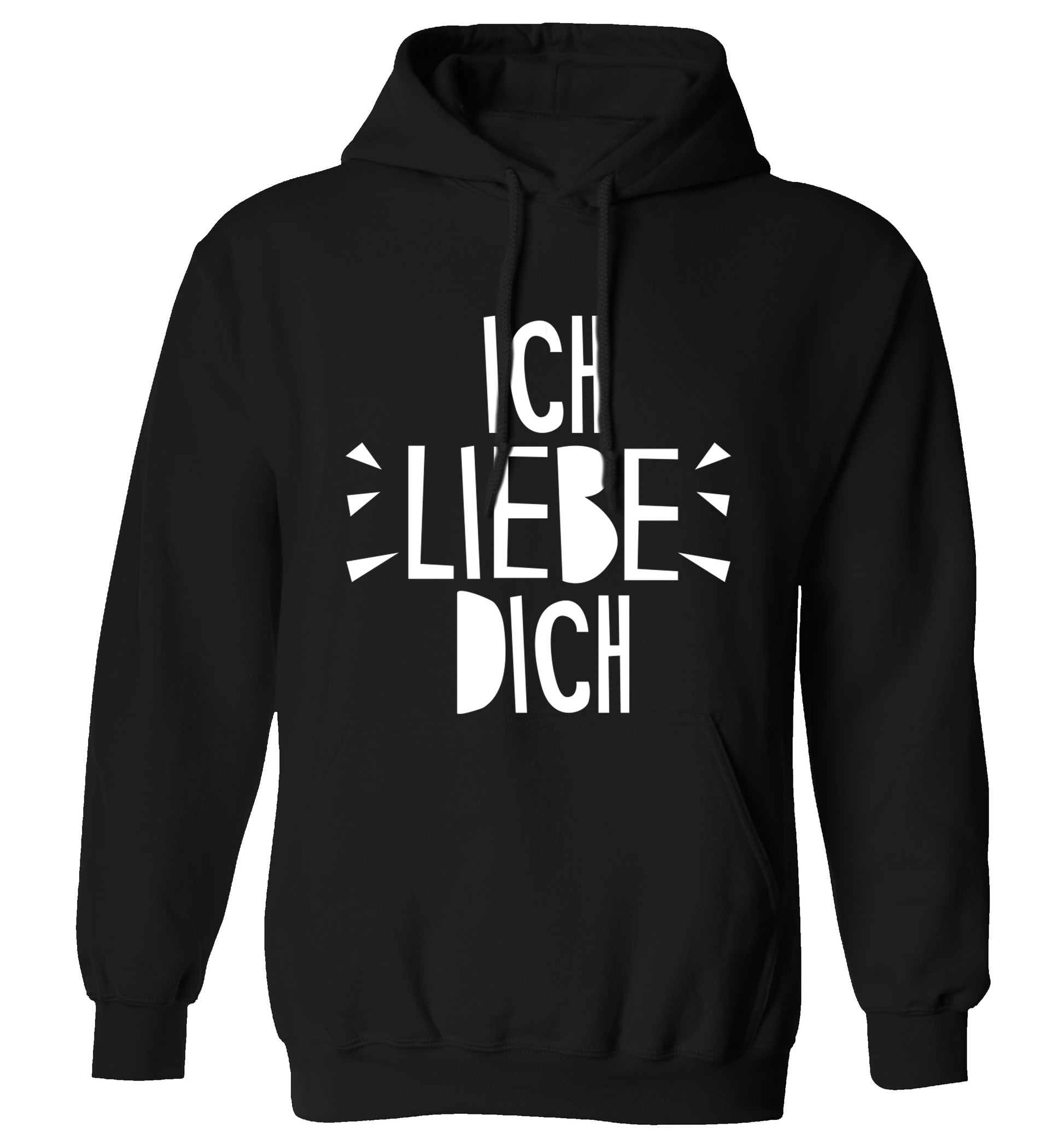 Ich liebe dich - I love you adults unisex black hoodie 2XL