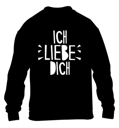 Ich liebe dich - I love you children's black sweater 12-13 Years