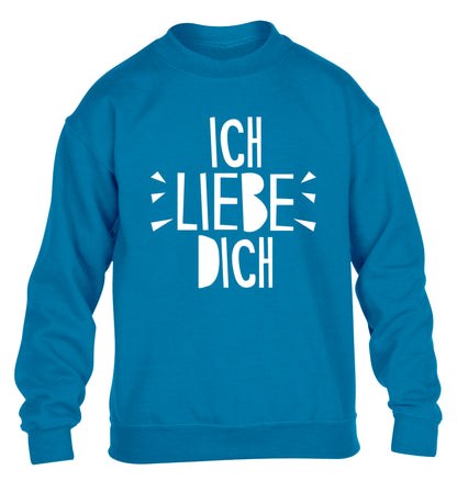 Ich liebe dich - I love you children's blue sweater 12-13 Years