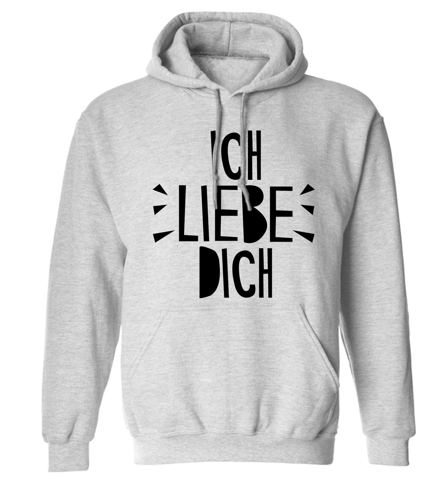 Ich liebe dich - I love you adults unisex grey hoodie 2XL