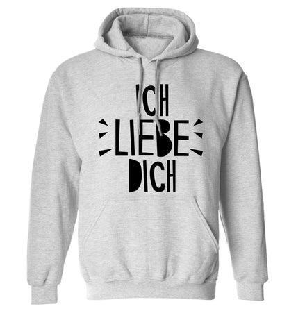 Ich liebe dich - I love you adults unisex grey hoodie 2XL