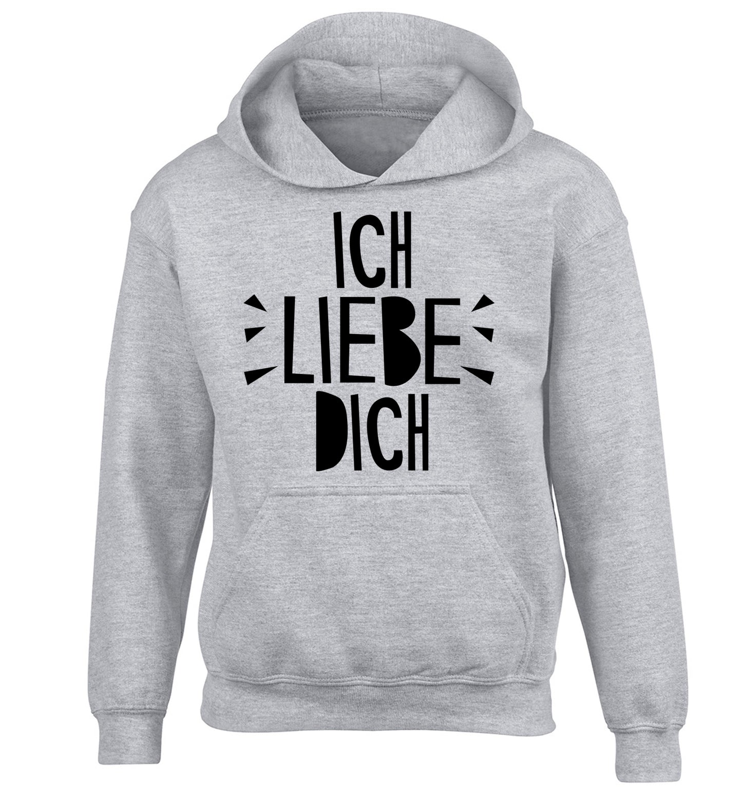 Ich liebe dich - I love you children's grey hoodie 12-13 Years