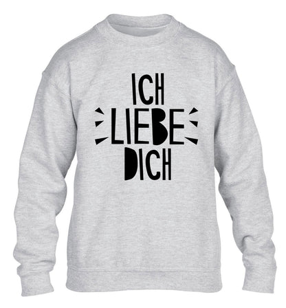 Ich liebe dich - I love you children's grey sweater 12-13 Years