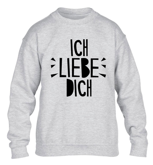 Ich liebe dich - I love you children's grey sweater 12-13 Years