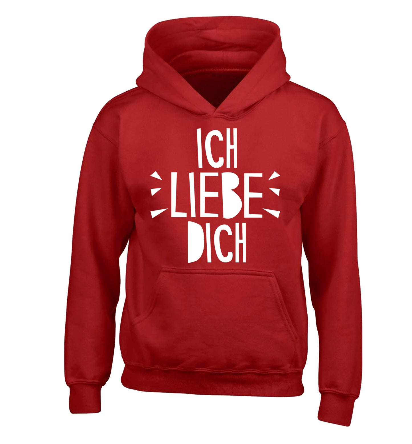 Ich liebe dich - I love you children's red hoodie 12-13 Years