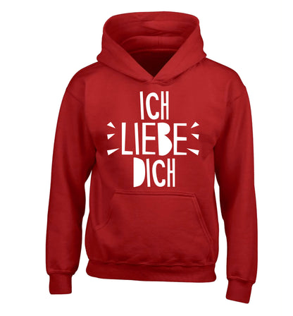 Ich liebe dich - I love you children's red hoodie 12-13 Years