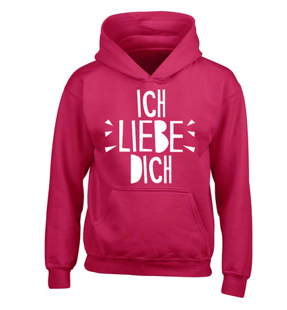 Ich liebe dich - I love you children's pink hoodie 12-13 Years