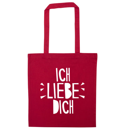 Ich liebe dich - I love you red tote bag