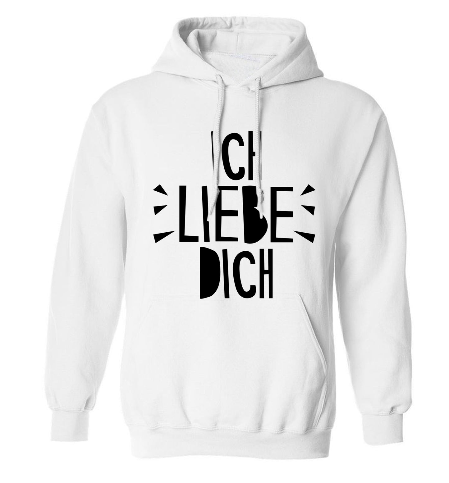 Ich liebe dich - I love you adults unisex white hoodie 2XL