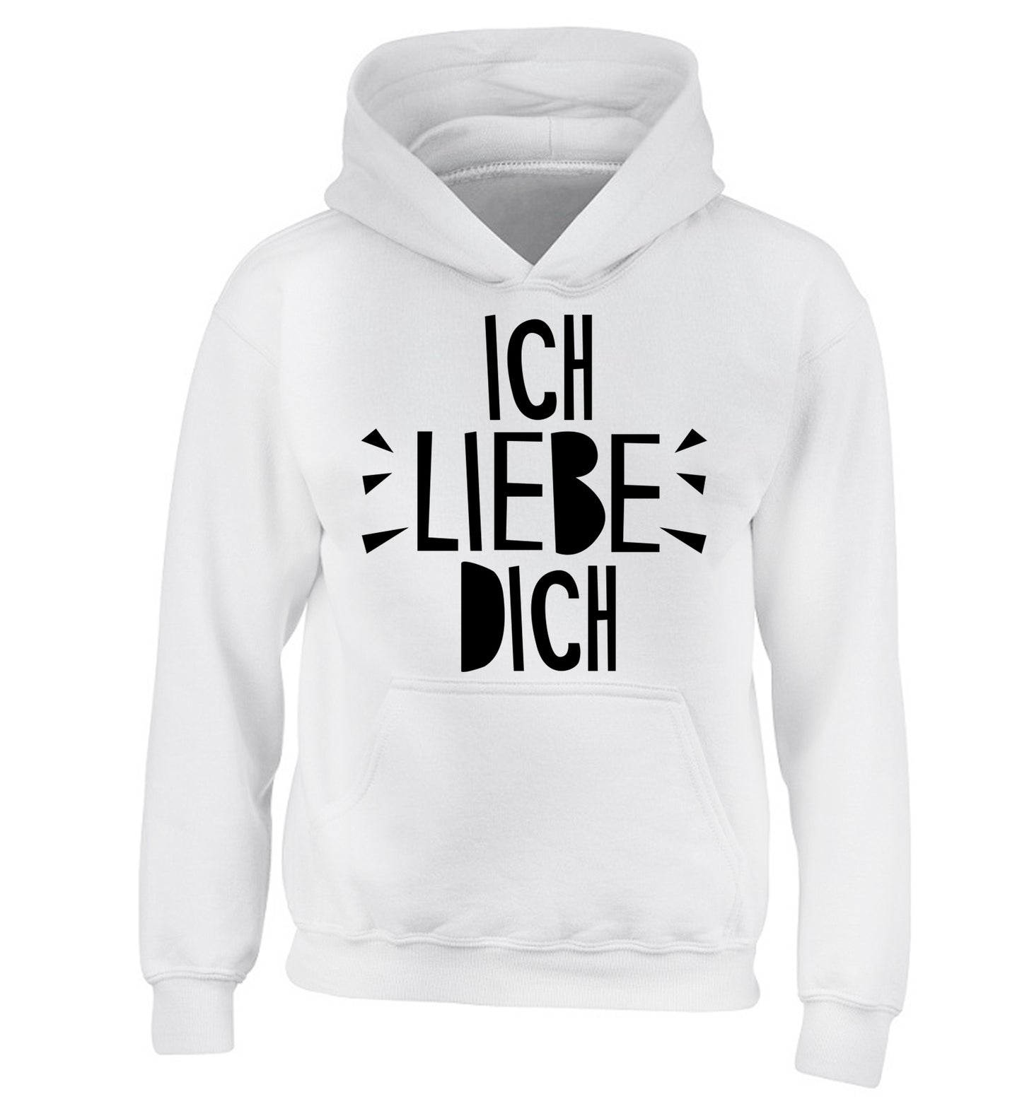 Ich liebe dich - I love you children's white hoodie 12-13 Years