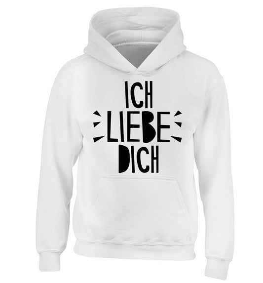 Ich liebe dich - I love you children's white hoodie 12-13 Years