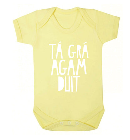 T‚Äö√Ñ¬∞ gr‚Äö√Ñ¬∞ agam duit - I love you Baby Vest pale yellow 18-24 months