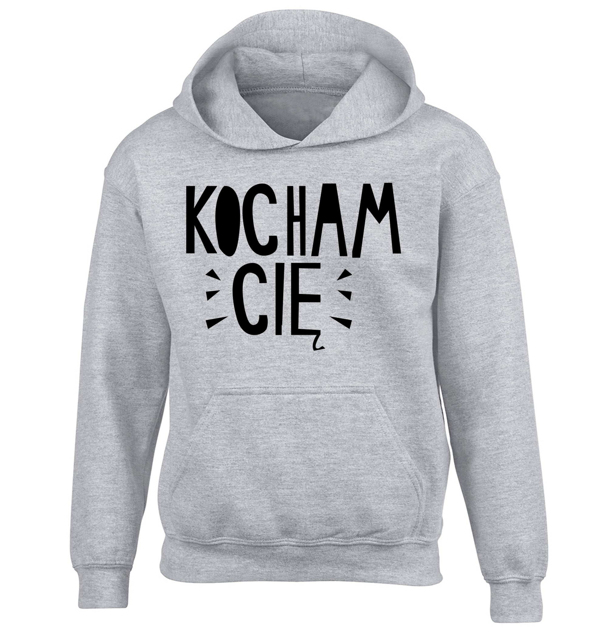 Kocham ci_ - I love you children's grey hoodie 12-13 Years