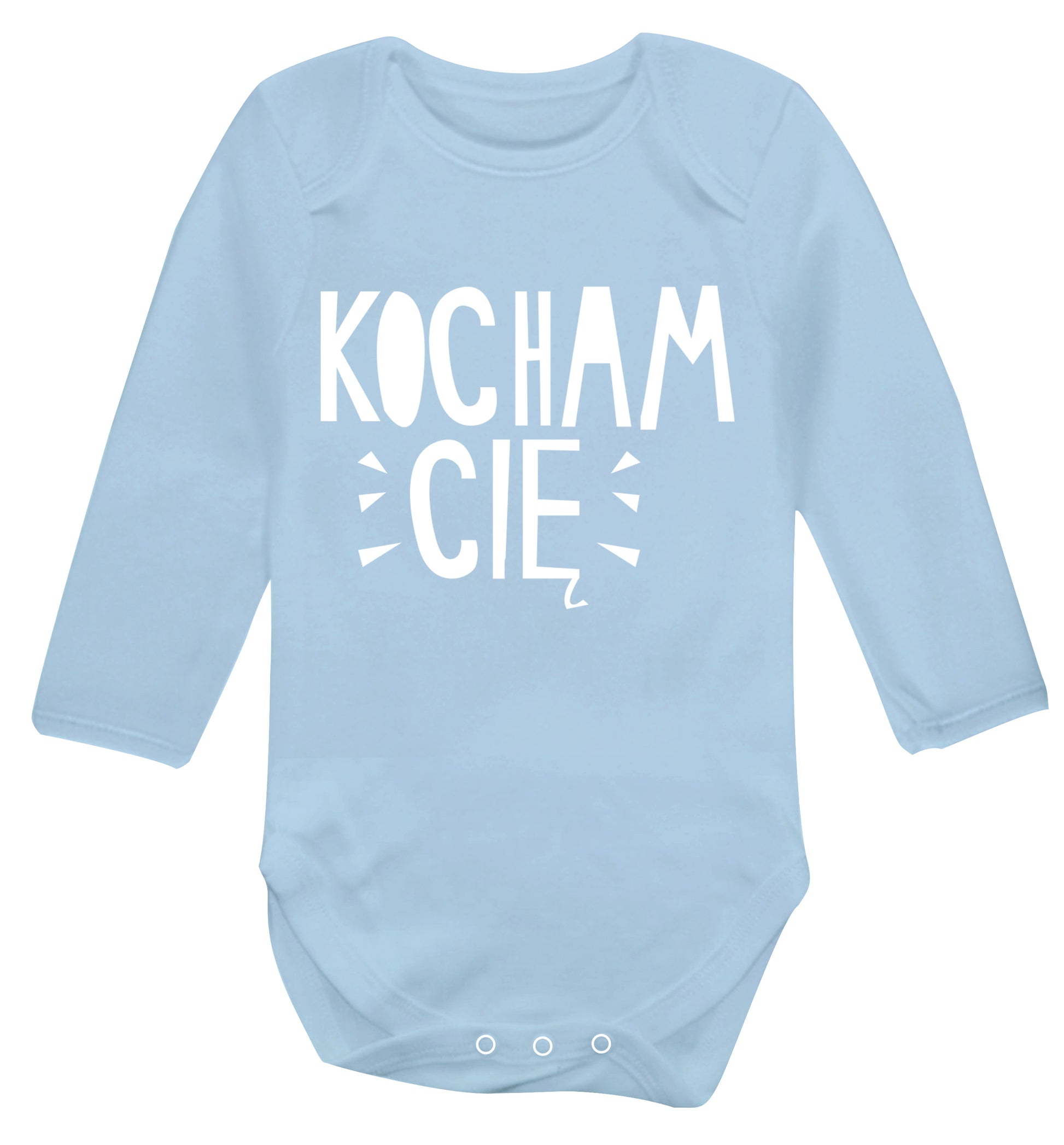 Kocham ci_ - I love you Baby Vest long sleeved pale blue 6-12 months