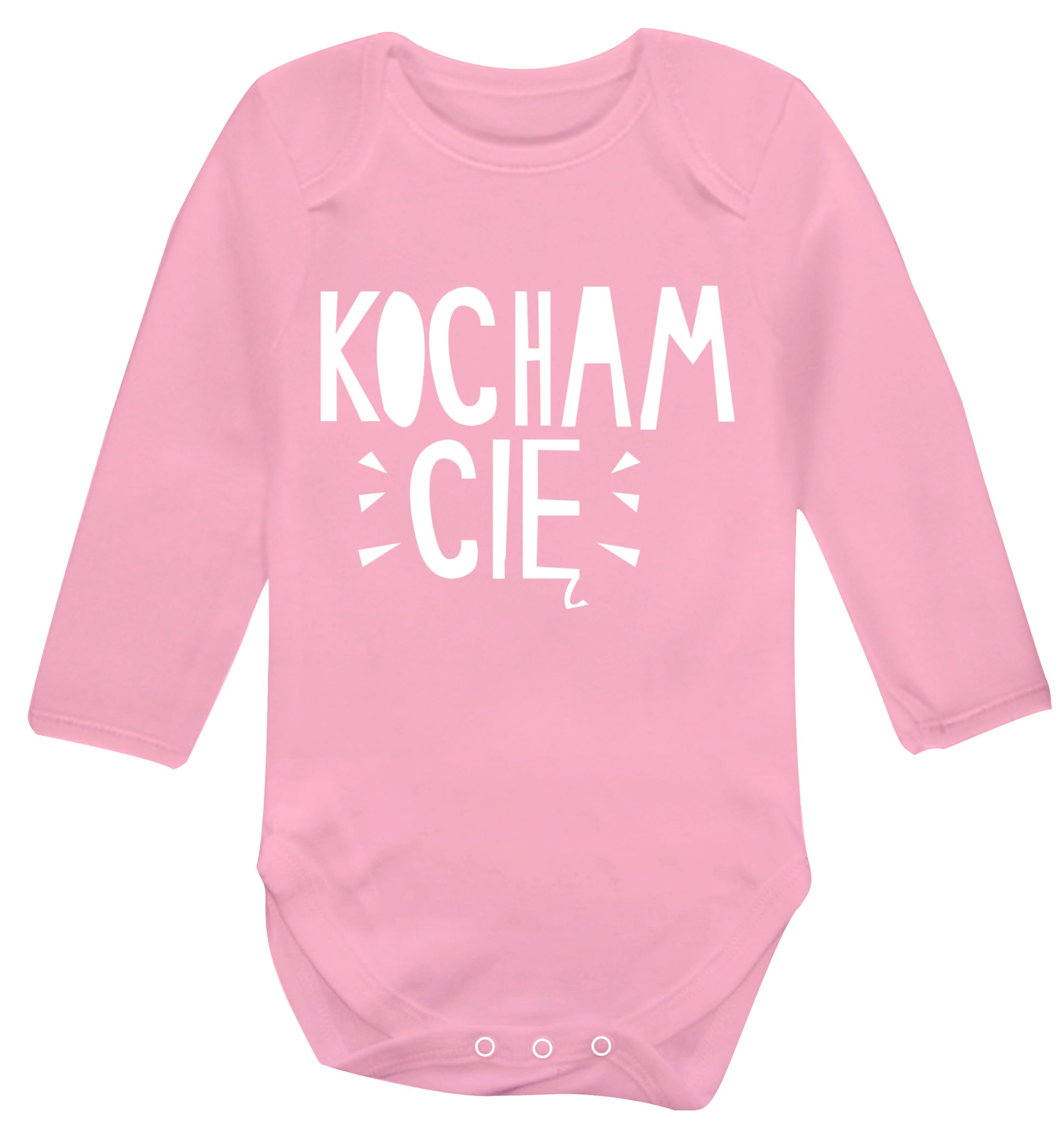 Kocham ci_ - I love you Baby Vest long sleeved pale pink 6-12 months