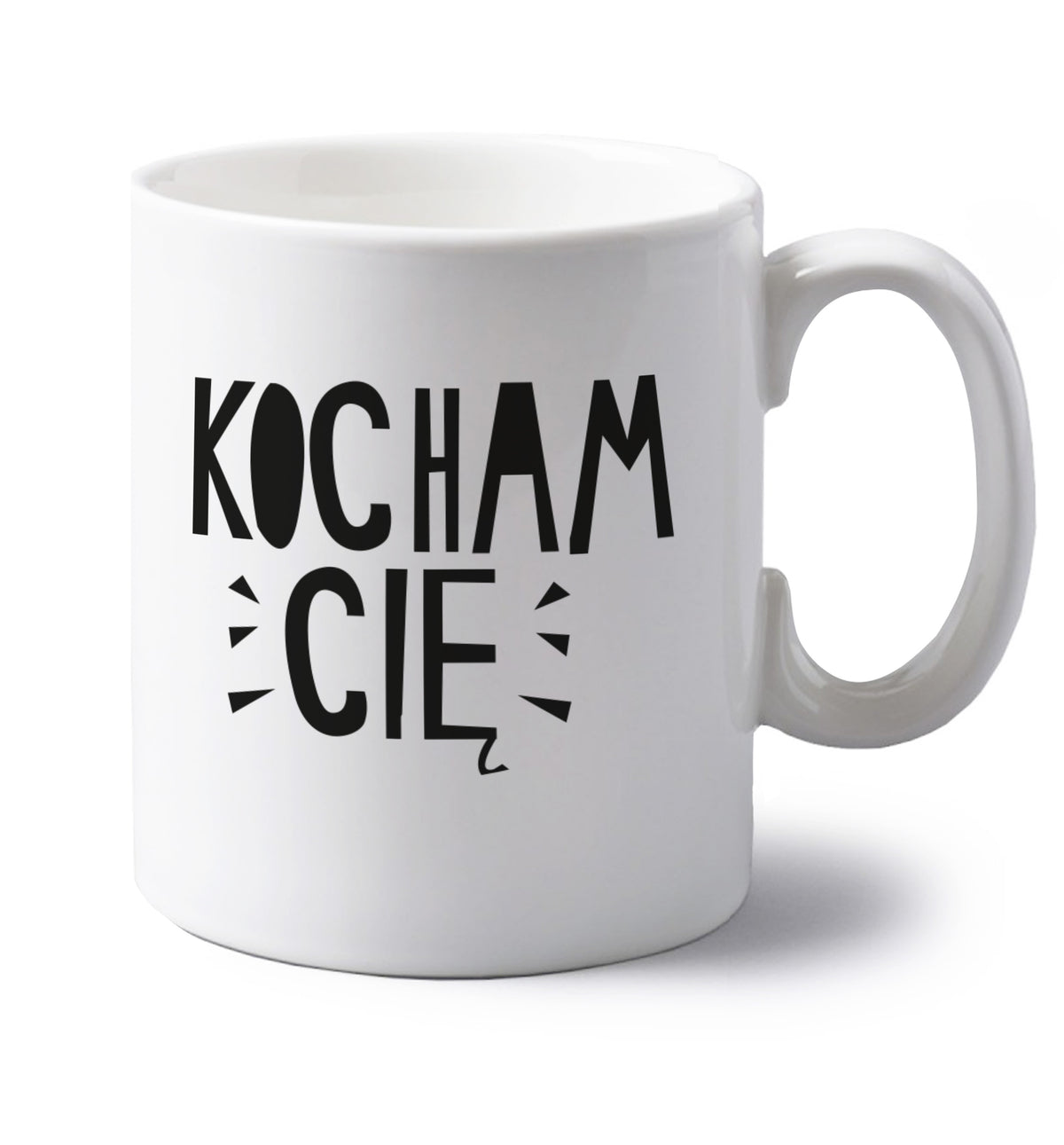 Kocham ci_ - I love you left handed white ceramic mug 
