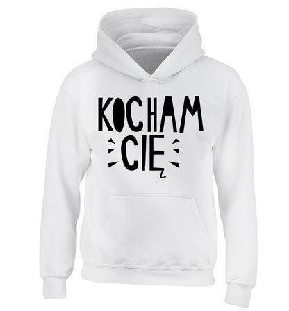 Kocham ci_ - I love you children's white hoodie 12-13 Years