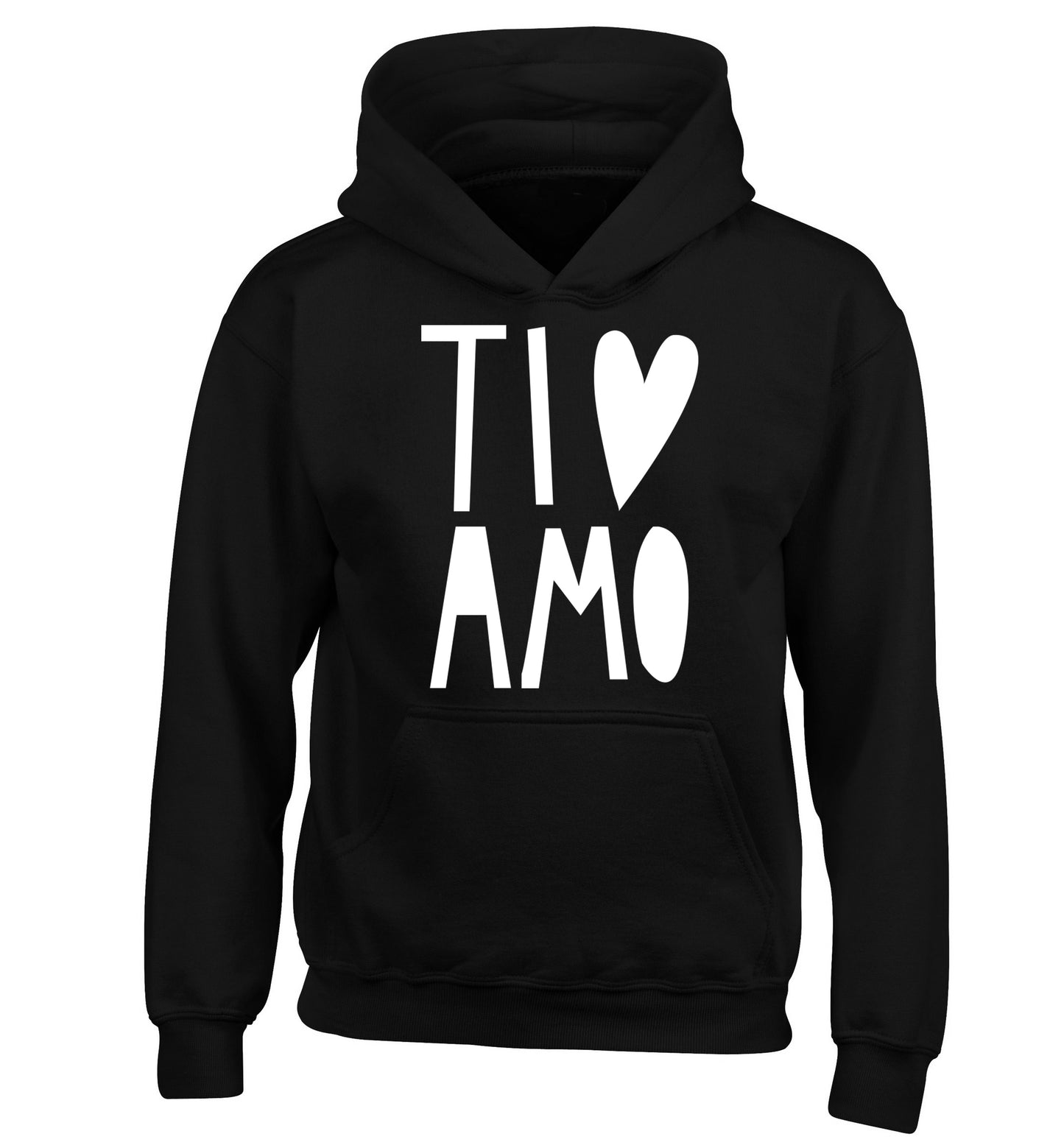 Ti amo - I love you children's black hoodie 12-13 Years