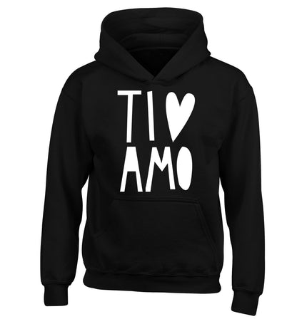 Ti amo - I love you children's black hoodie 12-13 Years