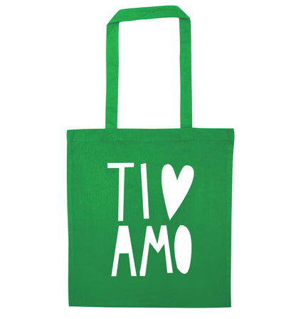 Ti amo - I love you green tote bag