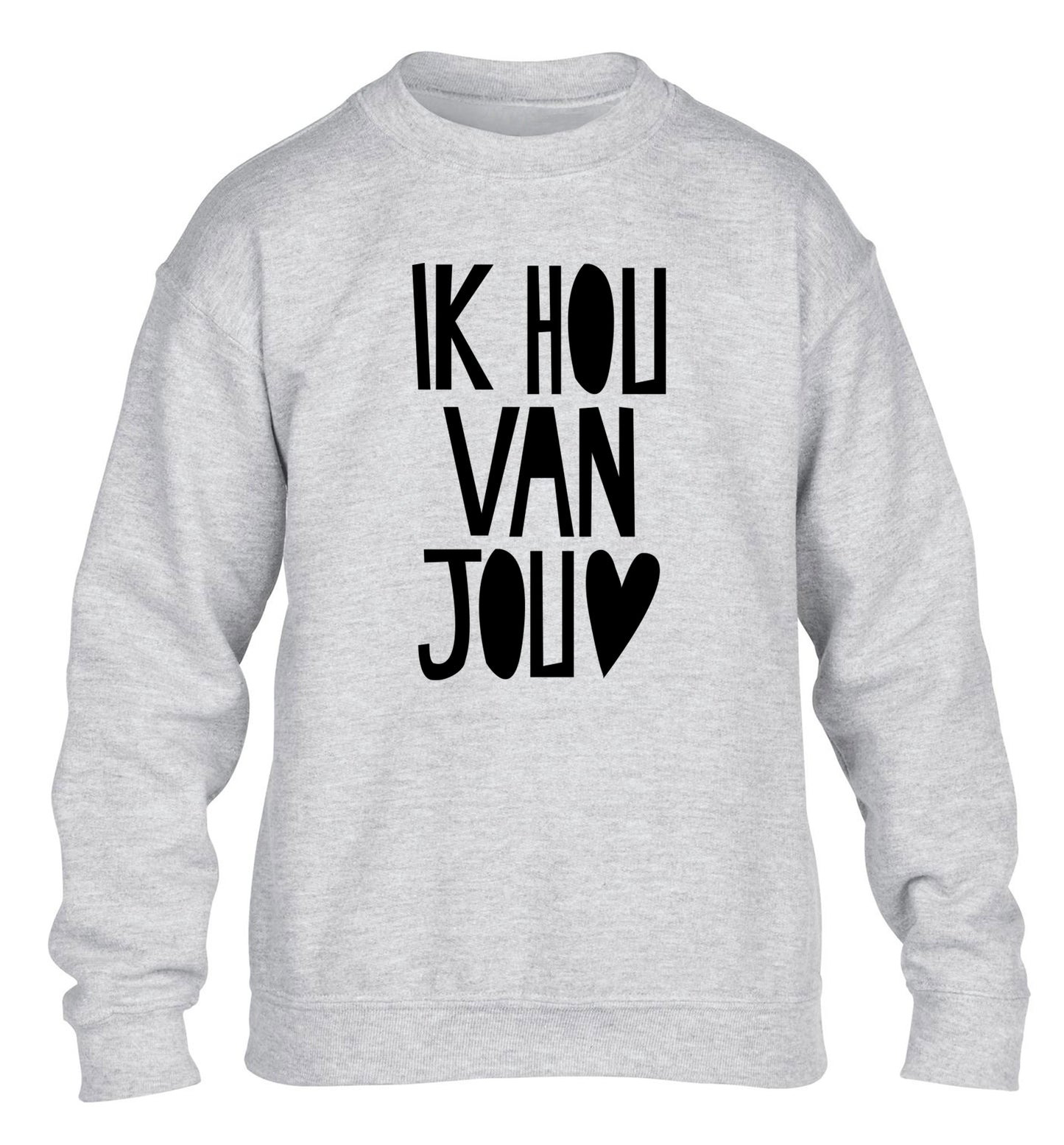 Ik Hau Van Jou - I love you children's grey sweater 12-13 Years
