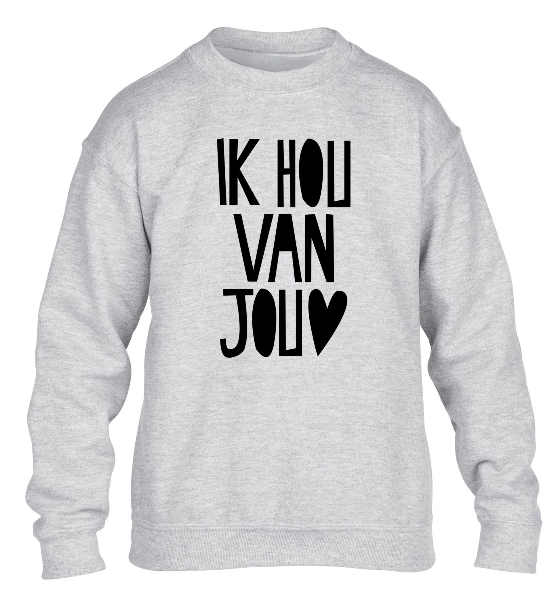 Ik Hau Van Jou - I love you children's grey sweater 12-13 Years