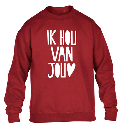 Ik Hau Van Jou - I love you children's grey sweater 12-13 Years