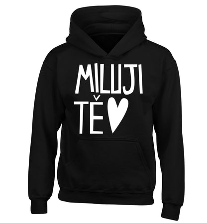 Miluji T_ - I love you children's black hoodie 12-13 Years