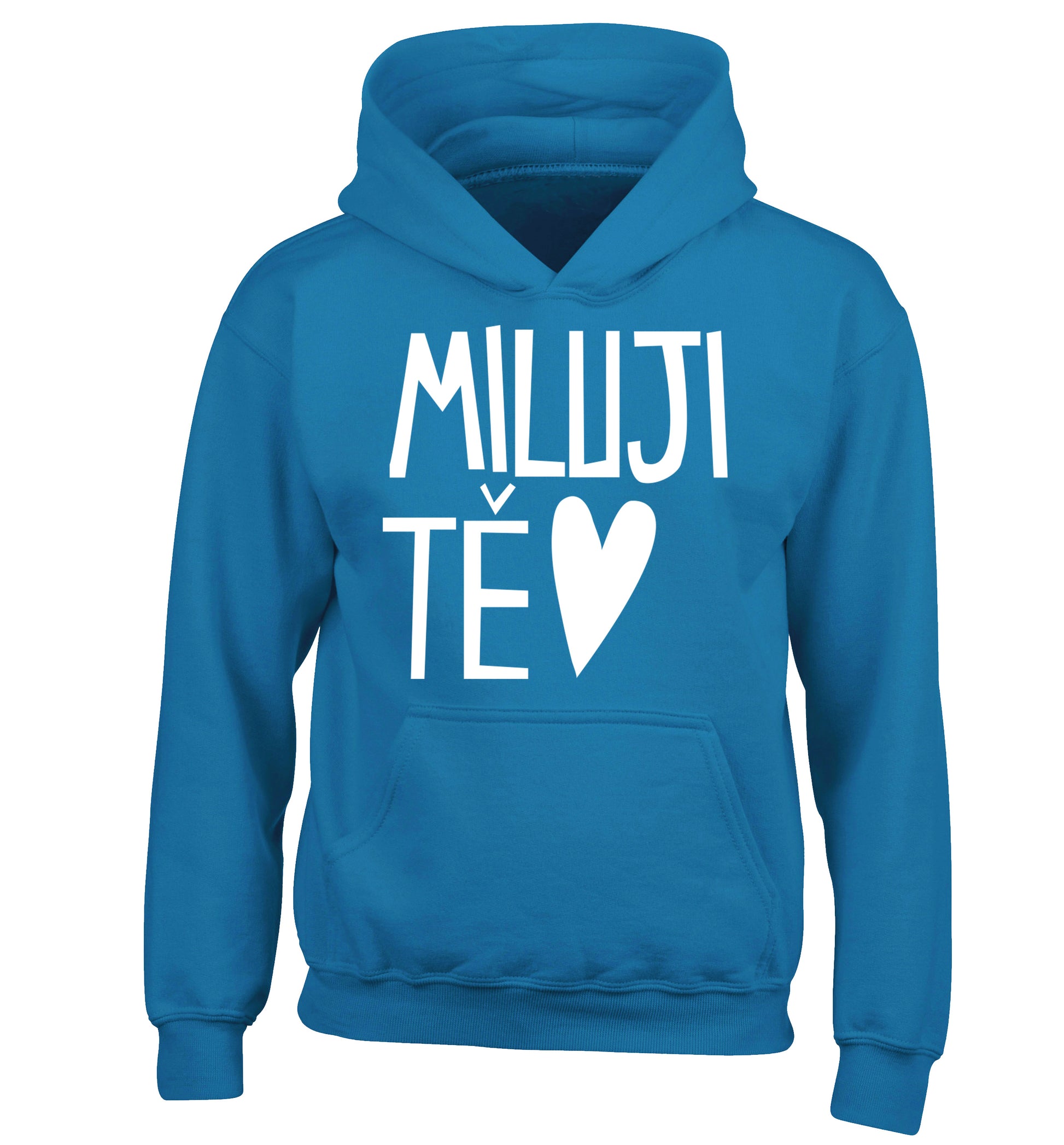 Miluji T_ - I love you children's blue hoodie 12-13 Years