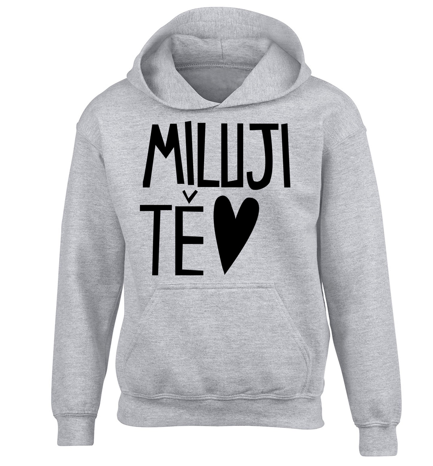 Miluji T_ - I love you children's grey hoodie 12-13 Years