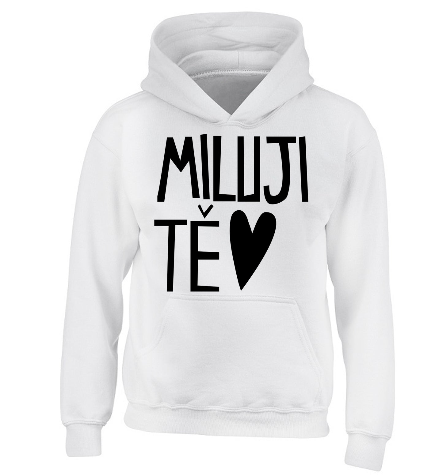 Miluji T_ - I love you children's white hoodie 12-13 Years