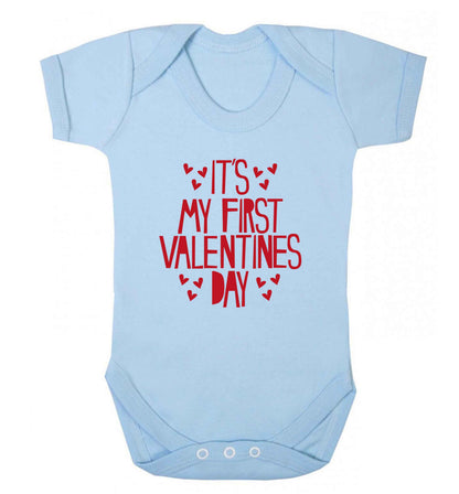 Hearts It's my First Valentine's Day baby vest pale blue 18-24 months