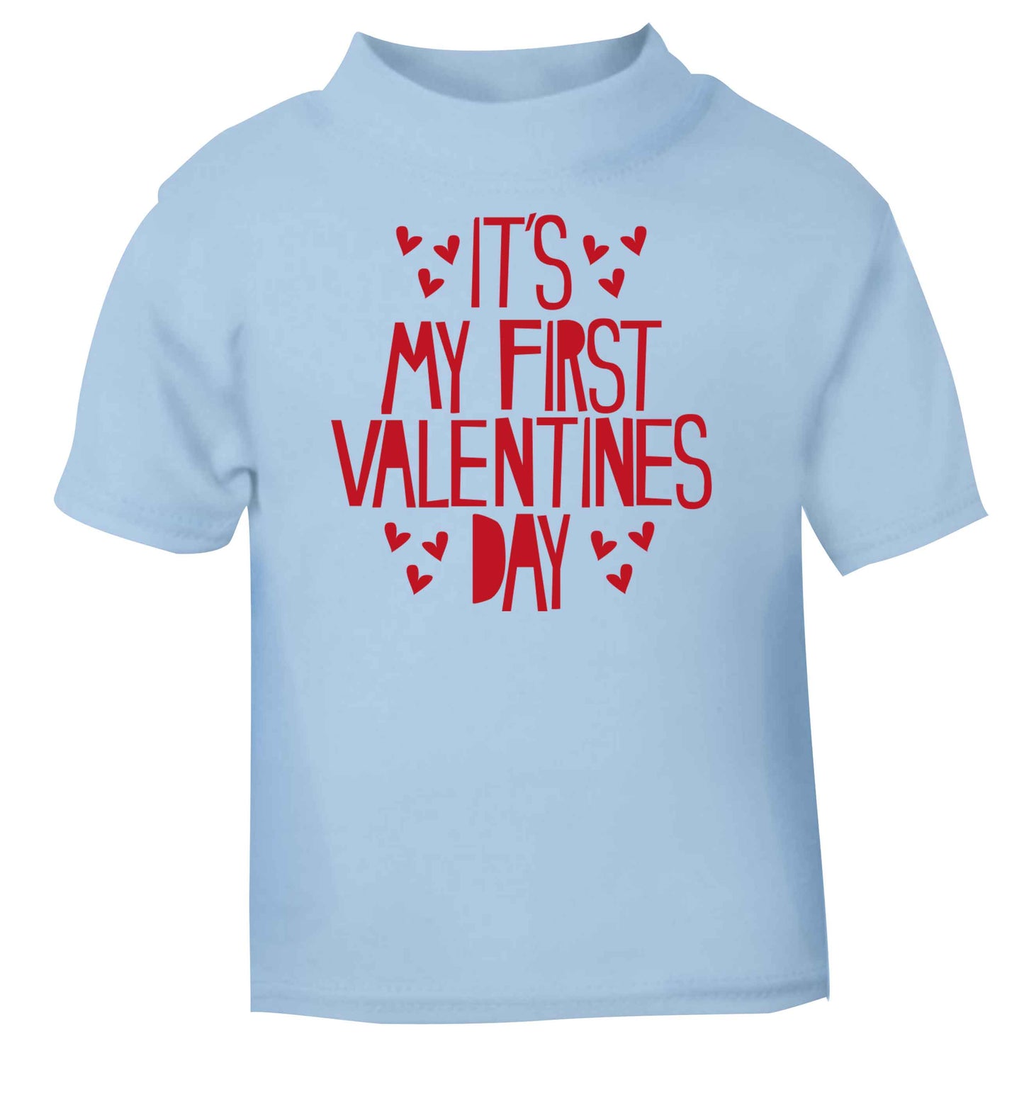 Hearts It's my First Valentine's Day light blue baby toddler Tshirt 2 Years