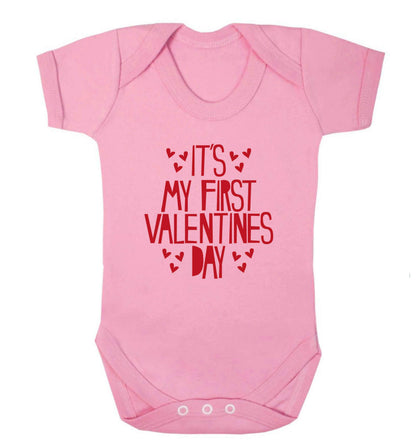 Hearts It's my First Valentine's Day baby vest pale pink 18-24 months