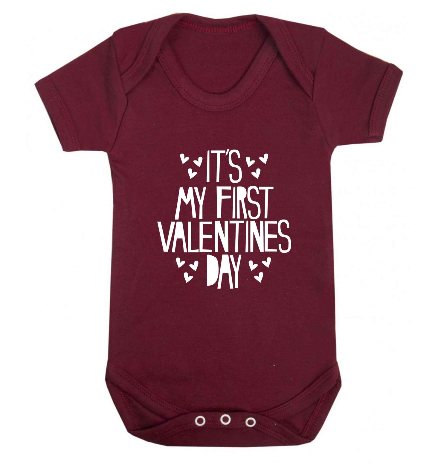 Hearts It's my First Valentine's Day baby vest maroon 18-24 months